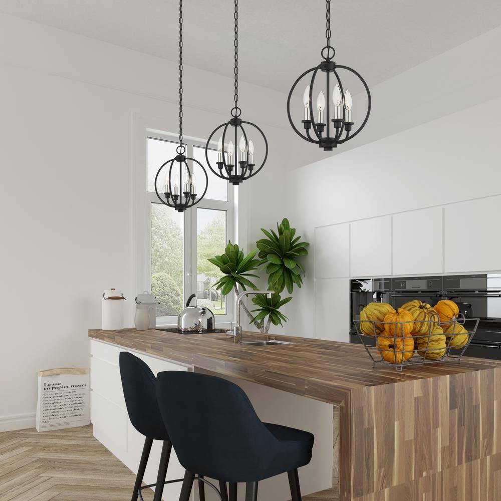 Elegant Black and Brushed Nickel 4-Light Crystal Pendant