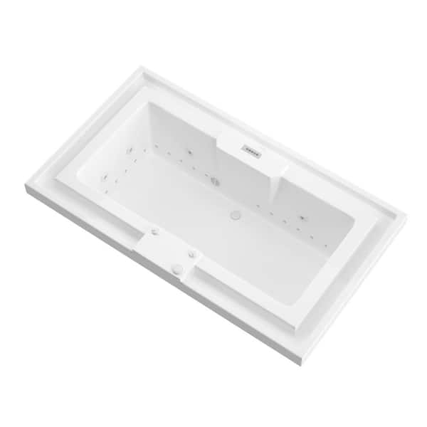 Universal Tubs Opal Diamond Series 6.5 ft. Center Drain Rectangular Drop-in Whirlpool and Air Bath Tub in White