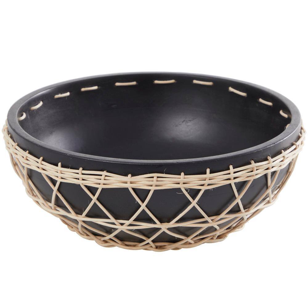 Neyla Black and Natural Handmade Mango Wood Decorative Bowl