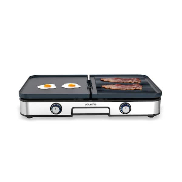 19 in Electric Grill Griddle 3 in 1 Reversible Nonstick Ceramic Grey 1 Piece