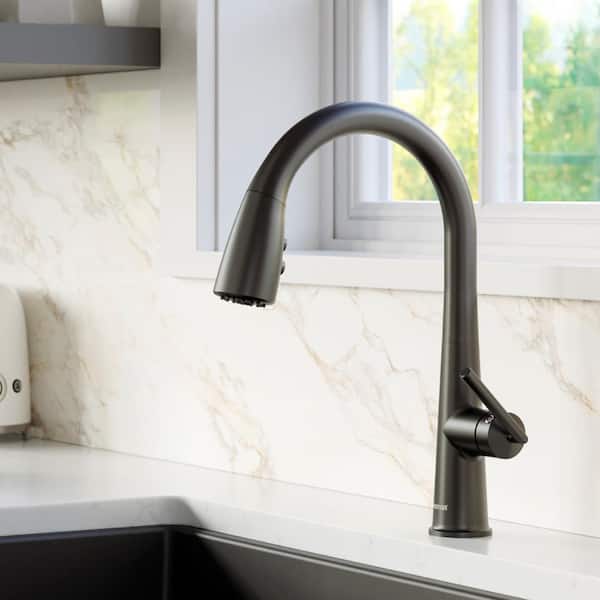 Kentland Single Handle Pull Down Sprayer Kitchen Faucet in Matte Black