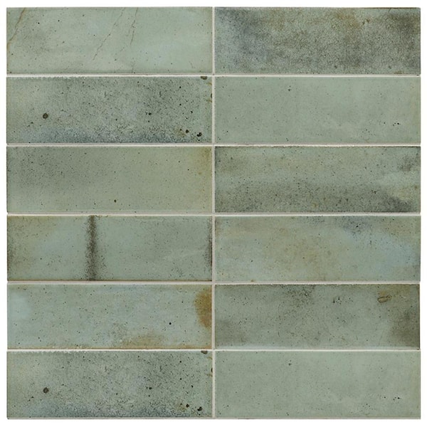 Apollo Tile Antiek Green 2.58 in. x 7.9 in. Glossy Ceramic Subway Wall and Floor Tile Sample (0.11 Sq. ft./case) (1-pack)