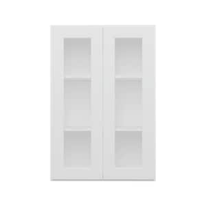 24 in. W x 12 in. D x 36 in. H in Shaker White Ready to Assemble Wall Kitchen Cabinet with No Glasses