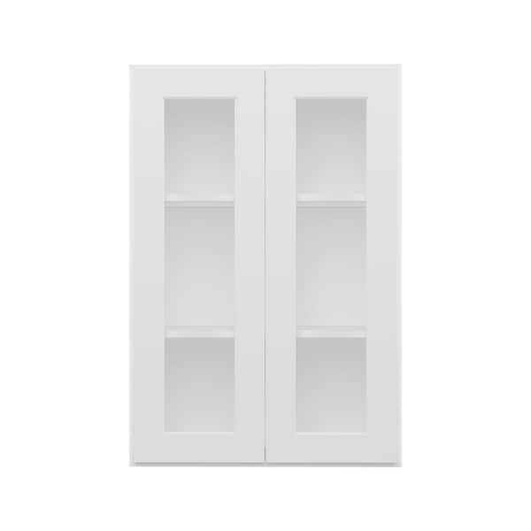 HOMLUX 24 in. W x 12 in. D x 36 in. H in Shaker White Ready to Assemble Wall Kitchen Cabinet with No Glasses