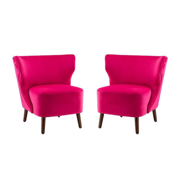 JAYDEN CREATION Pelias Fuchsia Side Chair with Wingback (Set of 2)