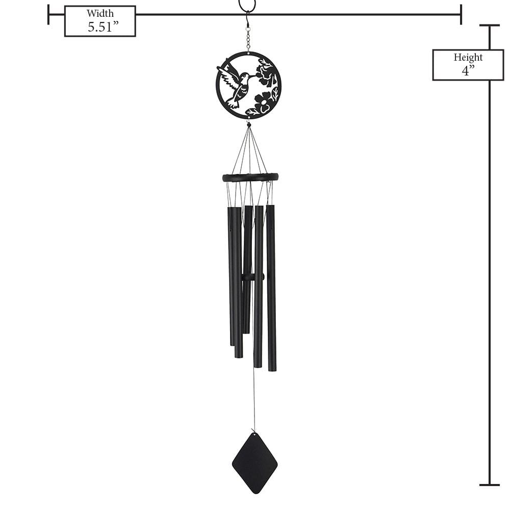 Classic Black Aluminum Hummingbird Outdoor Wind Chime 40"