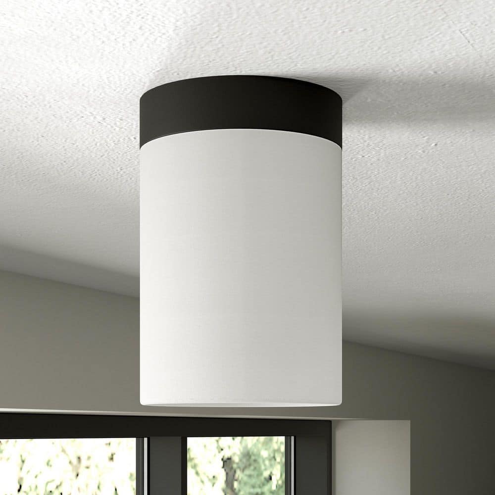 Luxe 6" Blackened Bronze Flush Mount with Linen Shade