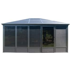 16.5 ft. x 13 ft. Gray Aluminum Patio Gazebo Wall-Mounted Solarium