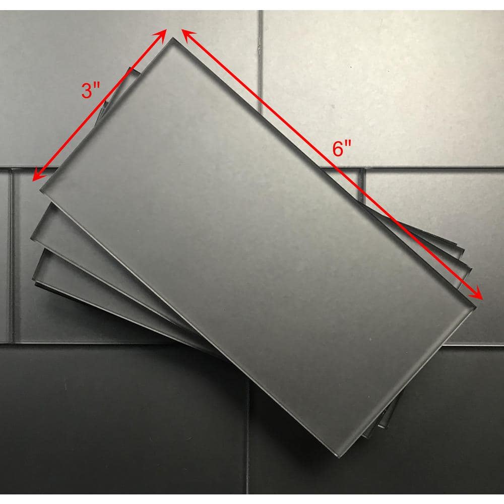 Eternal Gray Matte Glass Subway Wall Tile 3x6