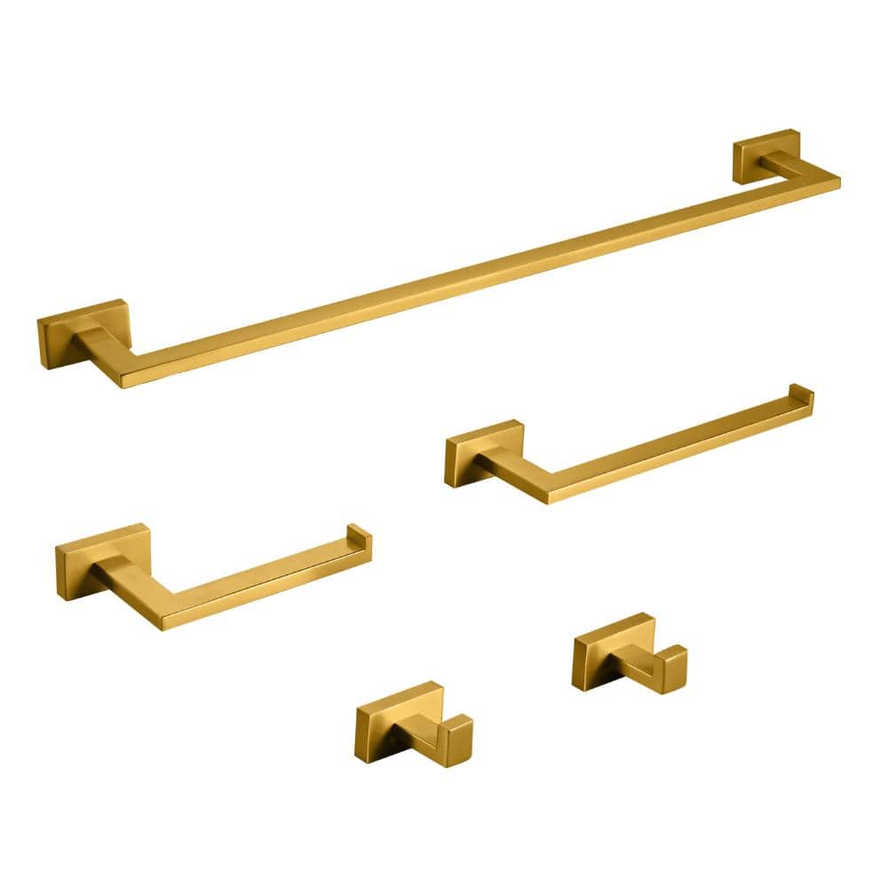 4-Piece Stainless Steel Bath Hardware Set in Brushed Gold with Towel Rack, Towel Hook, Toilet Paper Holder price history on PriceWatchPro