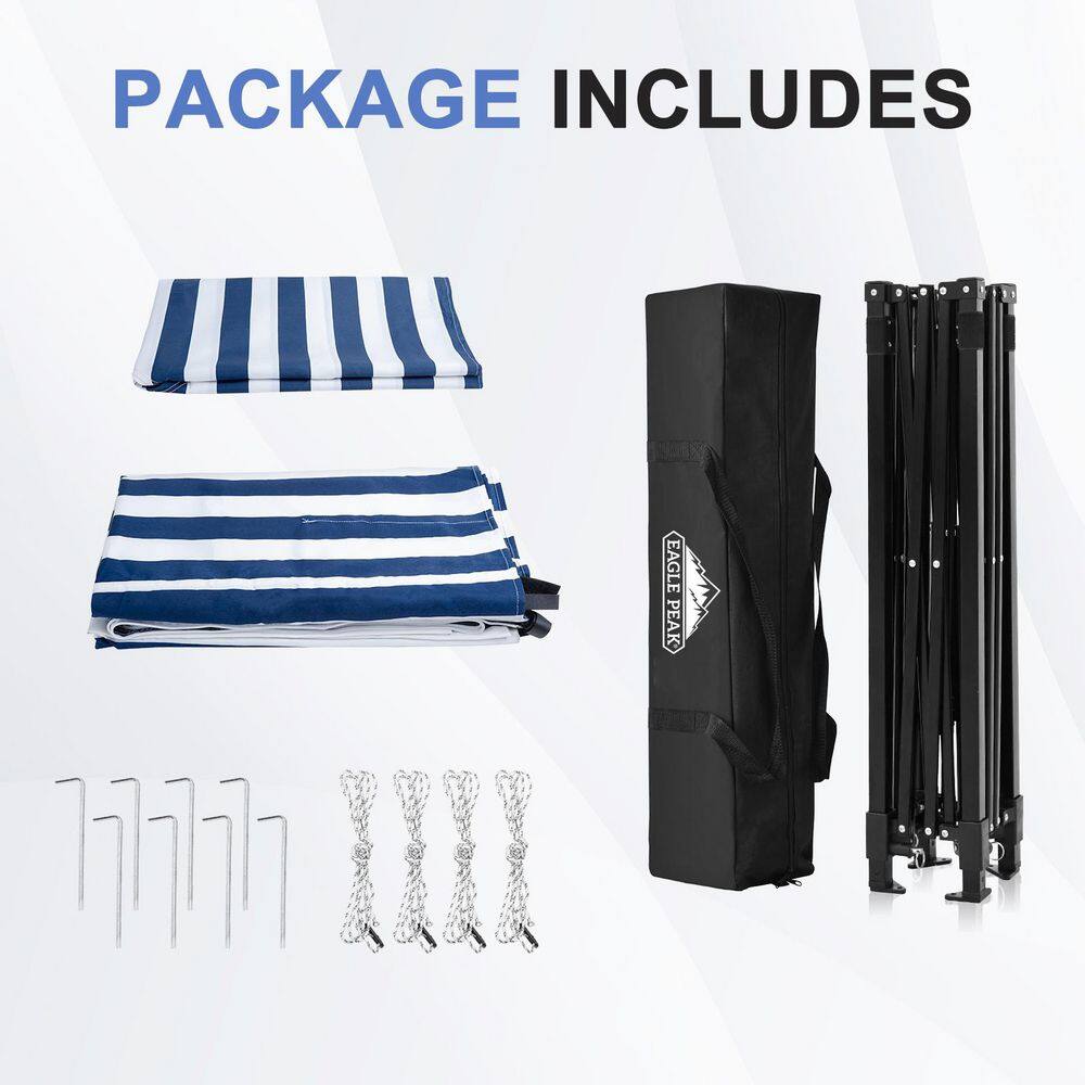 Ultra Compact Blue and White Striped Pop-Up Canopy Tent