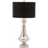 Mercury 25.5 in. Ivory/Silver Crackle Bell Glass Table Lamp with Black  Satin Shade(Set of 2)