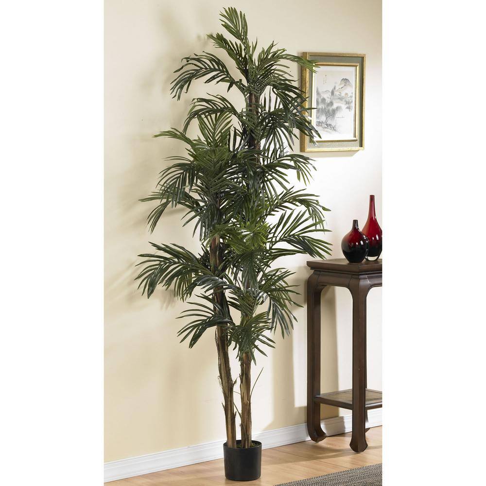 6' Green Silk and Plastic Robellini Palm Outdoor Floor Plant