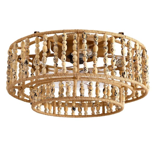 20 in. 5-Light Modern Smart Gold Flush Mount Ceiling Fan with Lights Included Remote（Bulb not included）