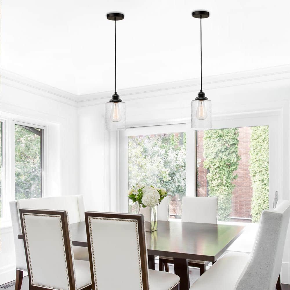 Annecy Dark Bronze Seeded Glass Adjustable Pendant Light