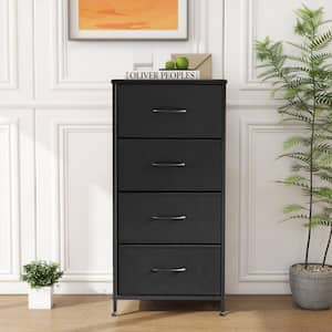 Classical Black 4 Drawer 11.8 in. Wide Chest of Drawers with Wood Top Fabric Bins for Bedroom