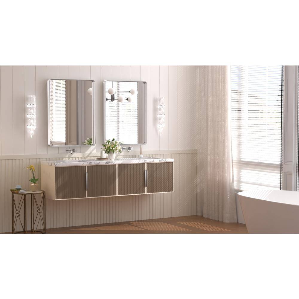 Silver Rectangular 22x30 Inch Metal Frame Wall Mirror