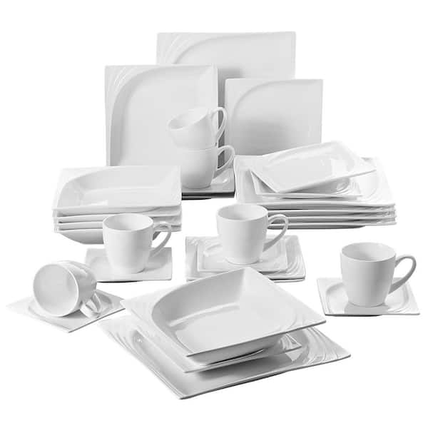 MALACASA Square Dinnerware Set, 40-Piece Porcelain