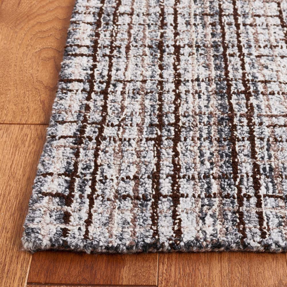Gray and Brown Abstract Wool 6' x 6' Square Area Rug