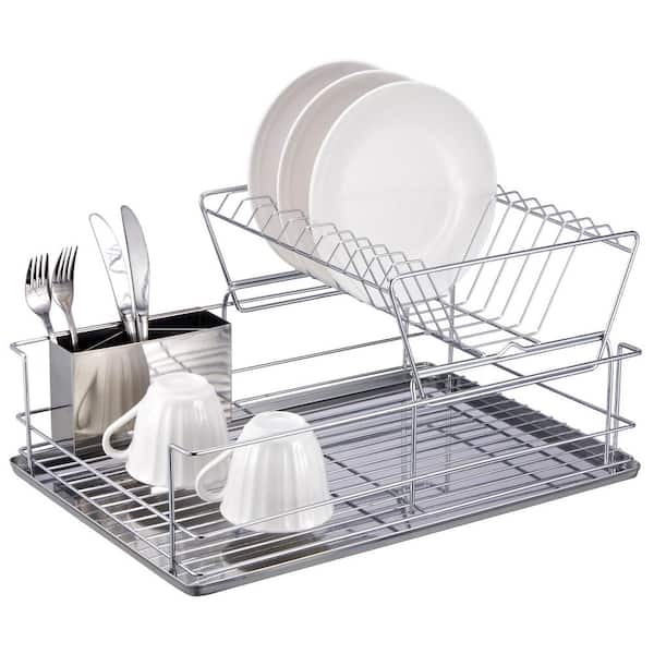 Home Basics - Stainless Steel 2 Tier Dish Rack