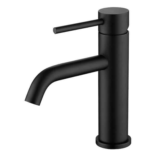 Contemporary Single Handle Single Hole Bathroom Faucet with Supply Hose in Matte Black (1 Size)