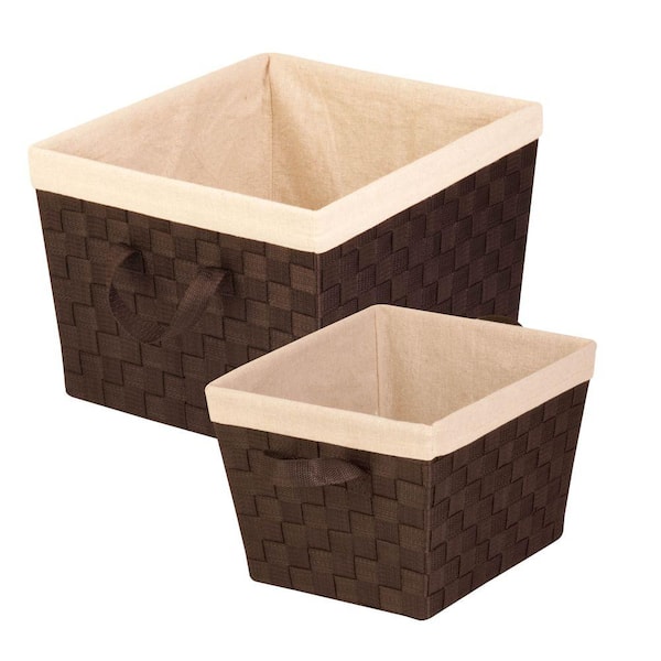 Honey-Can-Do 33.8 Qt. and 16.6 Qt. 15 in. x 10 in. Storage Basket in Espresso (2-Pack)