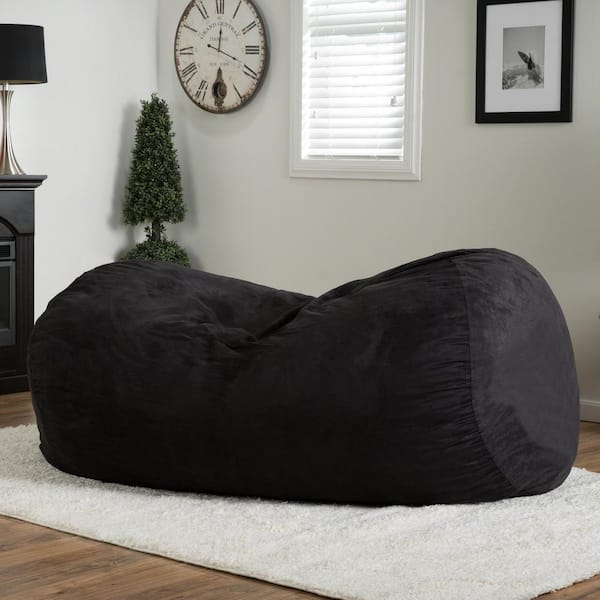 black suede bean bag