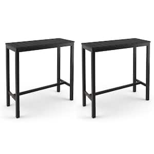 Humphrey 39 in. Black Plastic HDPS Outdoor Bar Table Patio Waterproof Pub Height Dining Table For Balcony Indoor 2-pack