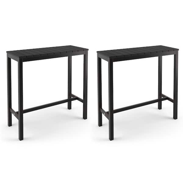 LUE BONA Humphrey 39 in. Black Plastic HDPS Outdoor Bar Table Patio Waterproof Pub Height Dining
