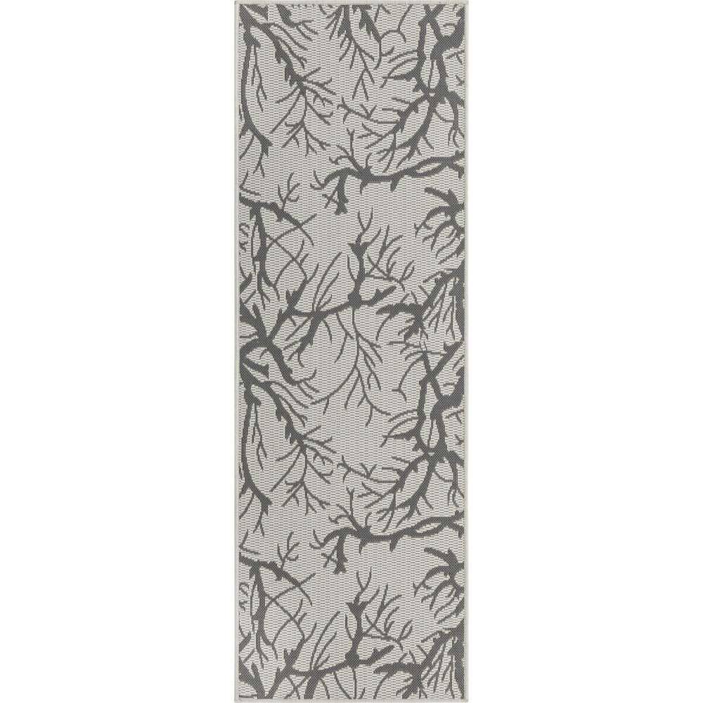 Unique Loom Outdoor Botanical Branch Light Gray 2 ft. x 6 ft. 1 in ...
