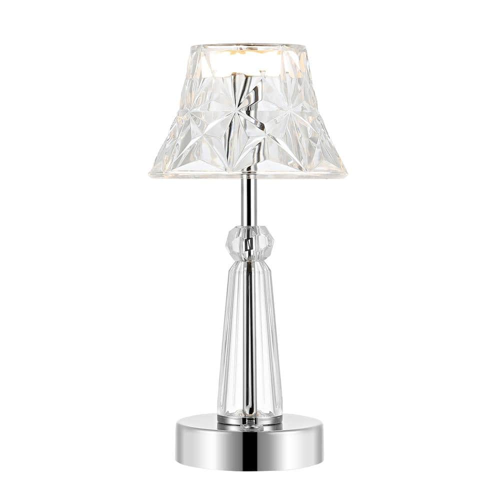 Madelyn Clear Acrylic Rechargeable LED Table Lamp with Faceted Shade