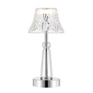 Madelyn 11.5 in. Clear/Chrome Bohemian Classic Acrylic Rechargeable Integrated LED Table Lamp