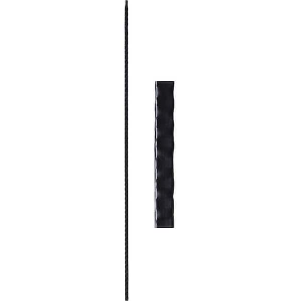 Atlas Stair Parts Baroque 44 in. x 9/16 in. Satin Black Plain Hammered Solid Wrought Iron Baluster