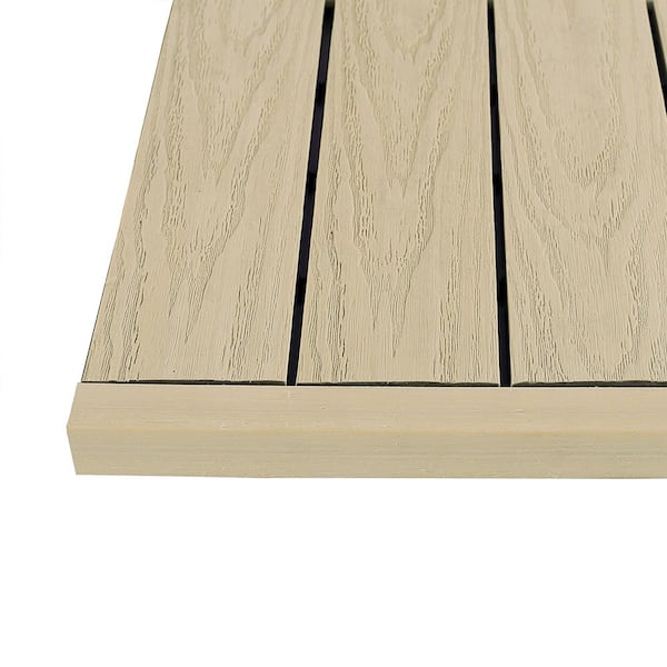 NewTechWood 1/12 ft. x 1 ft. Quick Deck Composite Deck Tile Straight Trim in Japanese Cedar (4-Pieces/Box)