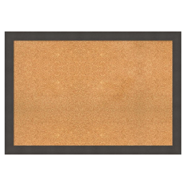 Amanti Art Blaine Light Pewter Narrow Natural Corkbaord 40 in. x 28 in. Bulletin Board Memo Board