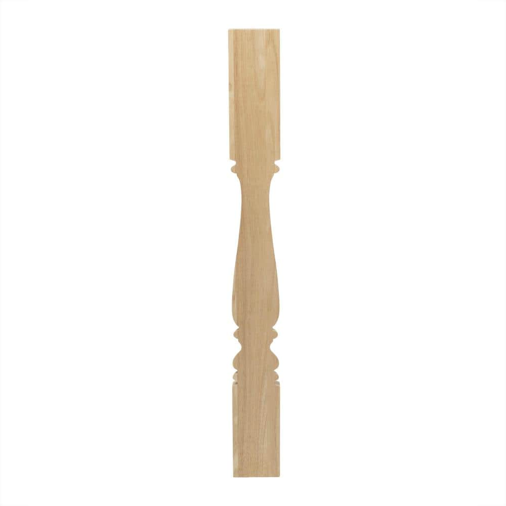 Elegant 35'' Unfinished Rubberwood Half Round Kitchen Island Leg
