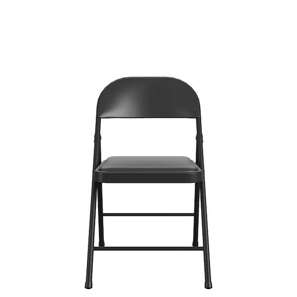 SmartFold Black Vinyl Seat Folding Chair (Set of 4)
