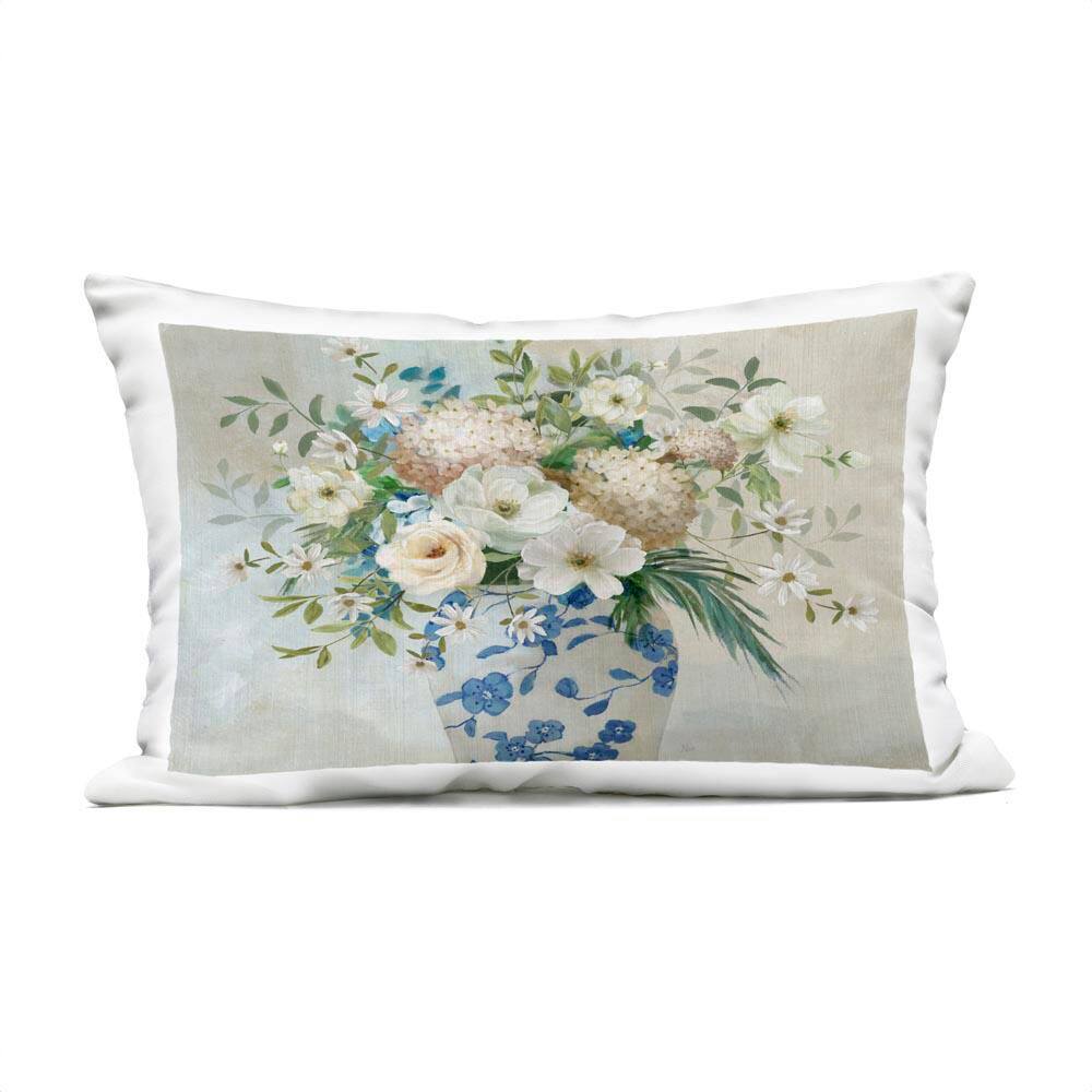 Classic Ornate Flower Vase Beige Rectangular Outdoor Throw Pillow price history on PriceWatchPro