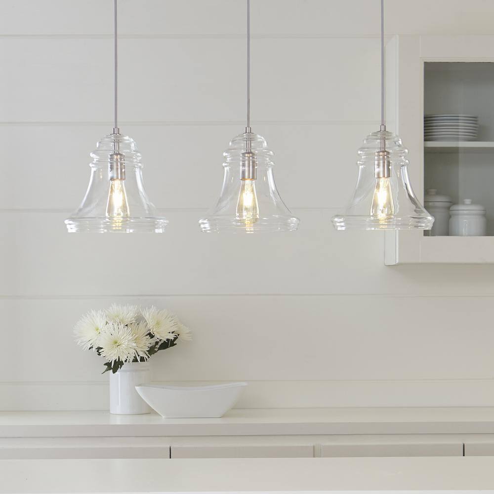 Doyle Satin Nickel Mini-Pendant with Clear Glass Shade