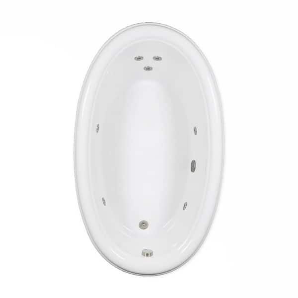 Comfortflo 70 in. x 42 in. Acrylic Oval Drop-in Whirlpool Bathtub with Reversible Drain in Biscuit