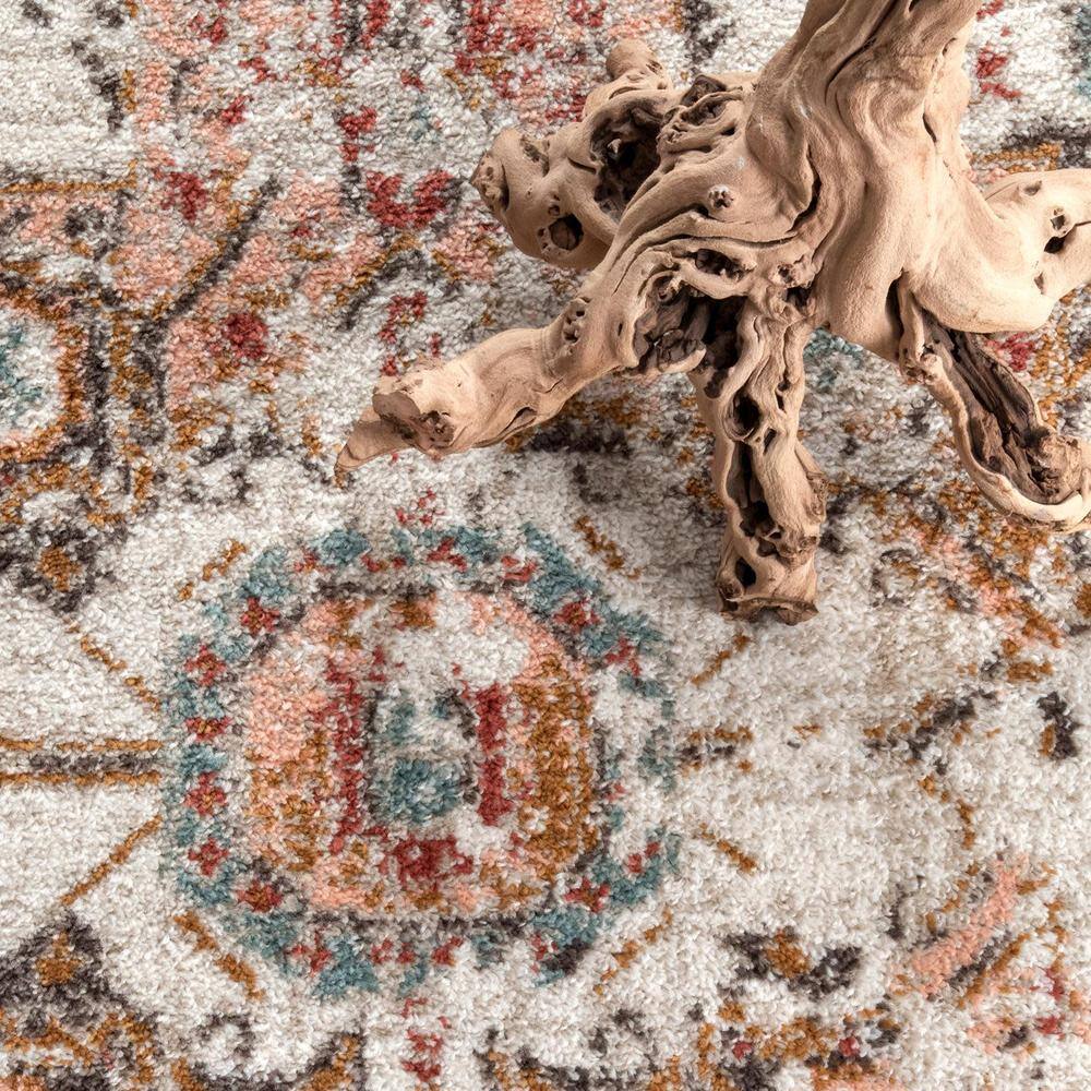 Beige Vintage Medallion Synthetic Runner Rug 2' 6" x 8'
