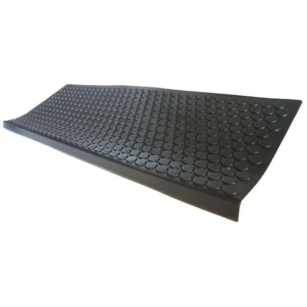 Rubber-Cal "Coin-Grip" Black 9.75 in. W x 29.75 in. L Non-Slip Rubber Tread Stair Mats (6 Pack)