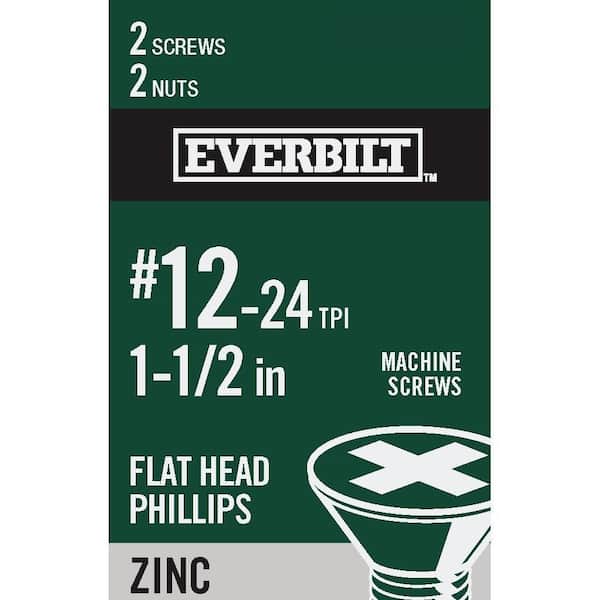 #12-24 x 1-1/2 in. Phillips Flat Head Zinc Plated Machine Screw (2-Pack)