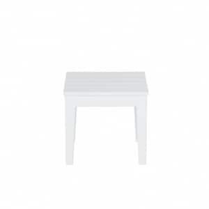 Shoreside White Square HDPE Plastic 18 in. Modern Outdoor Side Table