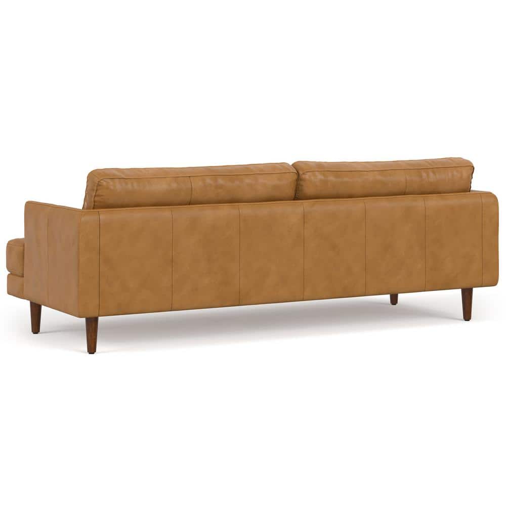 Livingston Sienna Leather 90-Inch Mid-Century Modern Sofa