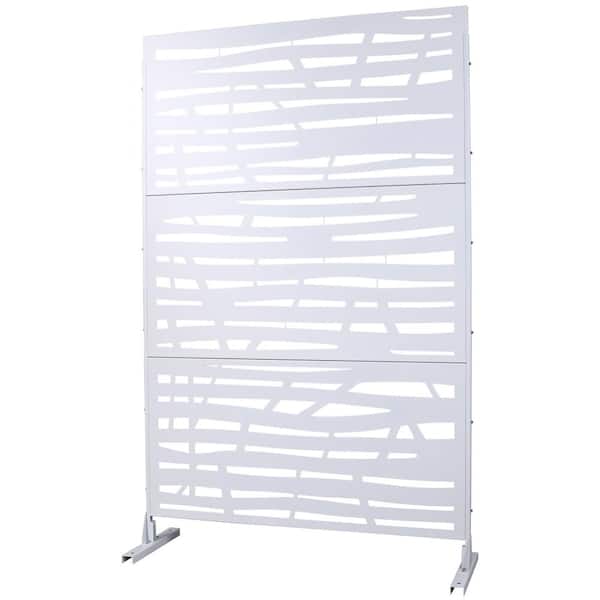 Sudzendf Outdoor and Indoor Freestanding Decorative Privacy Screen Metal Privacy Screen, Fence Panels in White