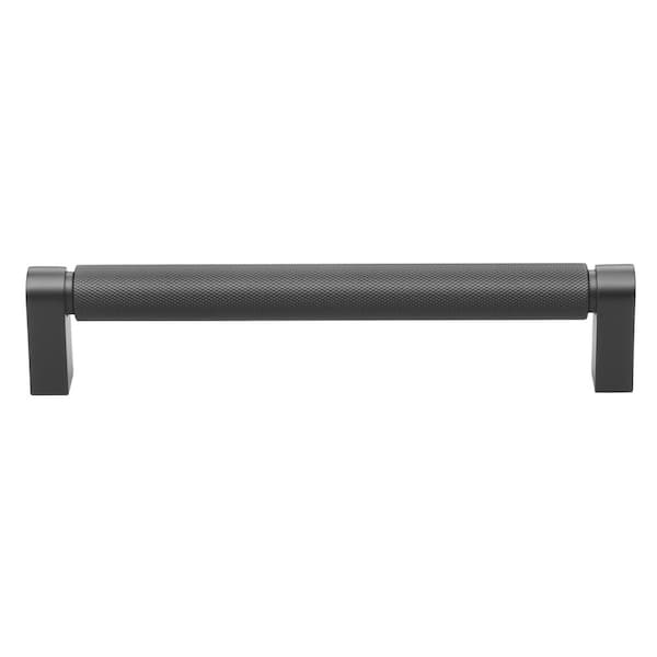 GLIDERITE 6-1/4 in. (160mm) Center-to Center Matte Black Knurled Bar Pull (10-Pack )