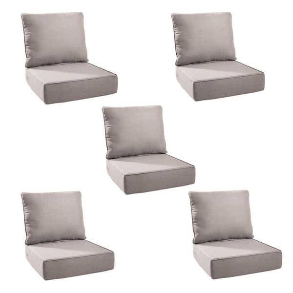 PlushCore 24 In. x 24 In. x 6 In. 10-Piece Deep Seating Outdoor Dining Chair Thick Cushion Set in Beige (5-Set)