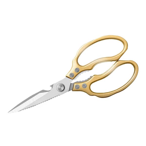 Gold Stainless Steel Kitchen Scissors Dishwasher Safe Cooking Shears for Meat Chicken Fish Poultry Herb Bread