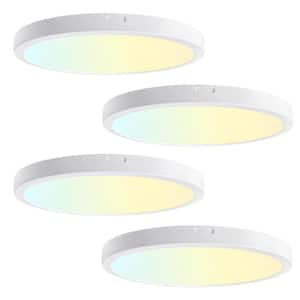 9 in. 20-Watt White New Ultra-Low Profile Integrated LED Flush Mount Ceiling Light Panel Light 2700K to 5000K (4-Pack)